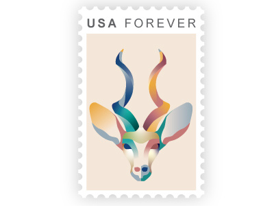 Antelope Stamp Design antelope antlers design gradients illustration vector