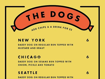 Daddy's Dogs Menu dog futura hot menu