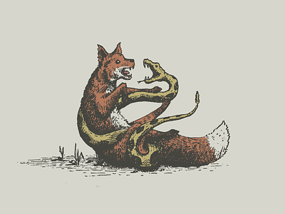 Wrestle your fears fox illustration snake