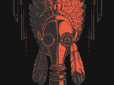New Indians T-Shirt Illustration feather gasmask indian mask shirt t shirt toxic tshirt