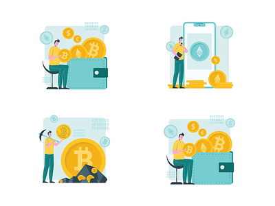 Cryptocurrency and Blockchain Illustrations animation background concept design flat flat illustration graphic design illustration ui
