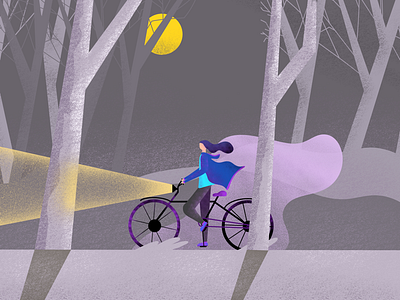 Riding in the night illustration