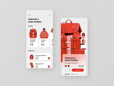 Supreme Collection Concept app branding collection ecommerce fashion mobile product design shopping sketch supreme ui ux