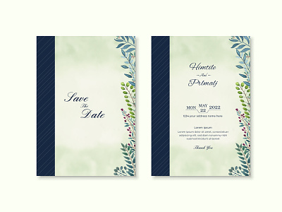 Morden wedding invitation design with flower and leaves beautiful creative graphic invite leaf luxurious paper template vector watercolor