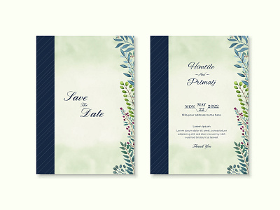 Morden wedding invitation design with flower and leaves