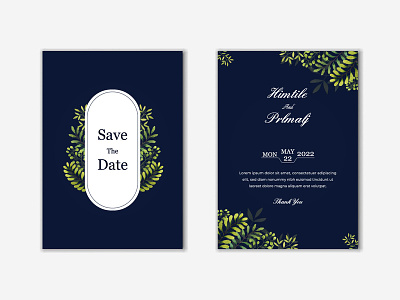 Wedding invitation template design with leaves beautiful creative graphic invite leaf luxurious paper template vector watercolor