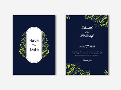 Wedding invitation template design with leaves