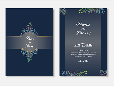 Morden wedding invitation template with leaves