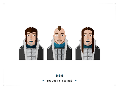 Bounty Twins avatar bounty bounty hunter branding character character design clothing design hunters icon illustration logo twins ui