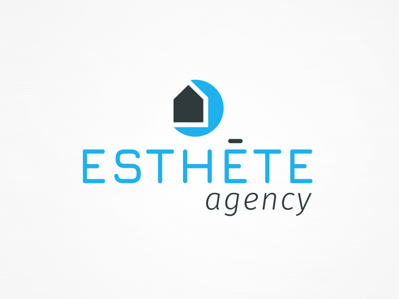 Esthète Agency Logo Animation aftereffects animation blue logo branding house icon house logo immobilier logo animation logo design logo gif logotype motion motion design real estate agency real estate branding real estate logo