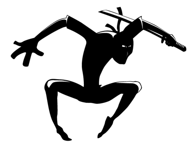 ninja black & white shading character illustrator