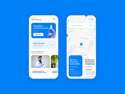 Vaccination Booking and Information App with Maps coronavirus covid covid 19 figma health healthcare medic medical minimalist vaccination vaccine