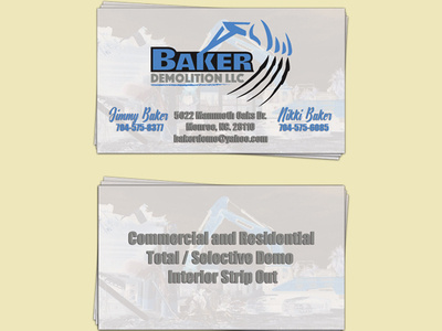 Baker Demo Business Cards branding business card business card design business logo businesscard company branding company logo design demolition design