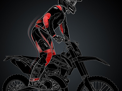 KLIM Dakar Technical Illustration advertising automotive cutaway illustration line art motorcycle technical illustration