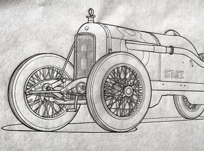 Pencil Drawing on Vellum automotive cutaway illustration line art pencil technical illustration