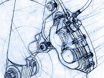 Hand Drawn Construction line art style advertising automotive cutaway handdrawn illustration line art motorcycle technical illustration