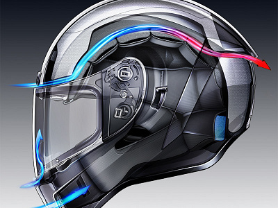 ICON Airform cutaway illustration motorcycle product technical illustration