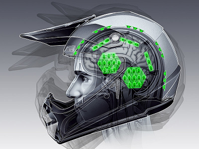 KALI Helmet bicycle cutaway illustration kali motorcycle technical illustration