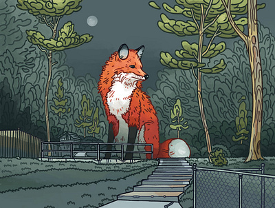 The Red Fox conceptual drawing illustration