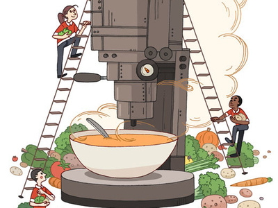 Soup Machine conceptual design drawing editorial illustration soup swerve