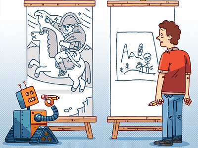 The Robot Can Draw Better Than You ai artificial intelligence conceptual drawing editorial humor illustration robot seattle met