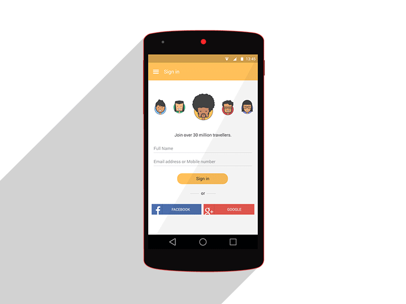 Avatar Selection android app avatars login lollipop material design sign in sign up