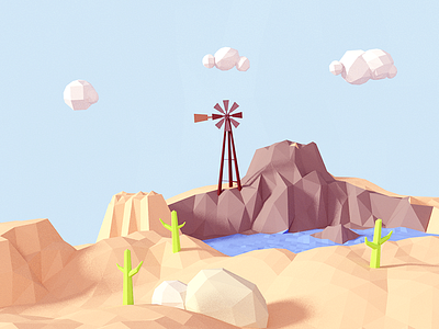 Mill 3d blender low poly