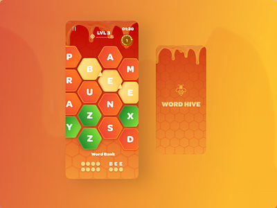 Word Hive Mockup gamedesign gameuiux mobilegame uidesign uiuxdesign wordgame