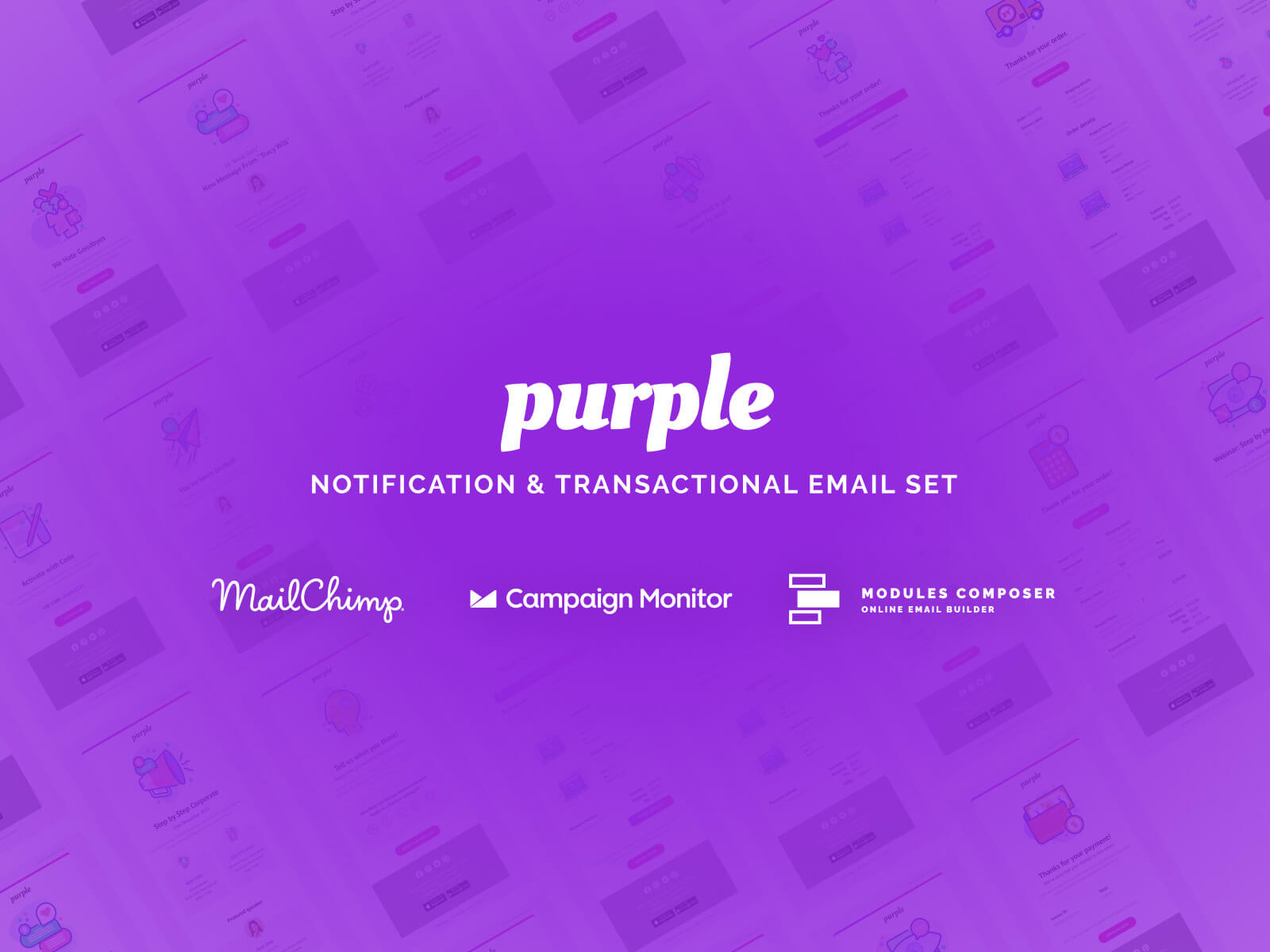 Purple Notification Email Set with Online Builder by Yannis