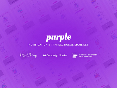 Purple - Notification Email Set with Online Builder builder campaignmonitor creative dragdrop ecommerce emailbuilder emailtemplate fashion modulescomposer multipurpose newsletter psd2newsletters responsive startup