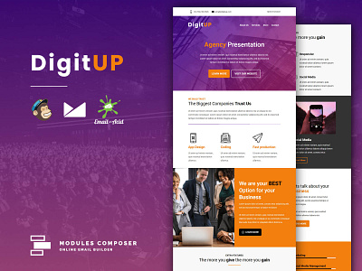 DigitUP - E-commerce Responsive Email with Online Builder builder campaignmonitor creative dragdrop ecommerce emailbuilder emailtemplate fashion modulescomposer multipurpose newsletter psd2newsletters responsive startup