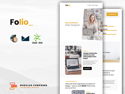 Folio - Responsive Email for Freelancers with Online Builder emailbuilder