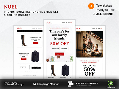 Noel - Promotional Email Set with Online Builder