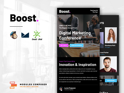 Boost - Responsive Email for Events & Conferences builder campaignmonitor dragdrop email builder emailbuilder emailtemplate modulescomposer multipurpose