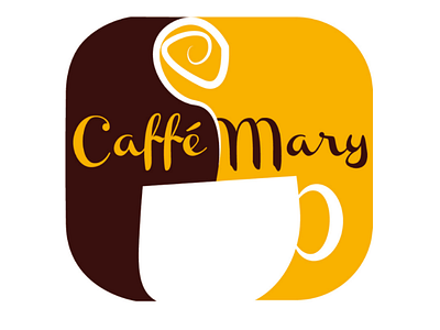 Café Mary boceto brown coffee cup design dibujo draw drink logo mark yellow