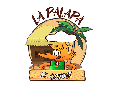 El coyote animal background boceto color coyote design food fullcolor logotype palapa restaurant tacos