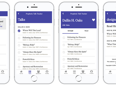 Prophetic Talk Tracker app design drupal lds tracker ui web