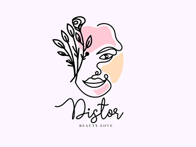 Women Face Line Drawing Logo - Distor