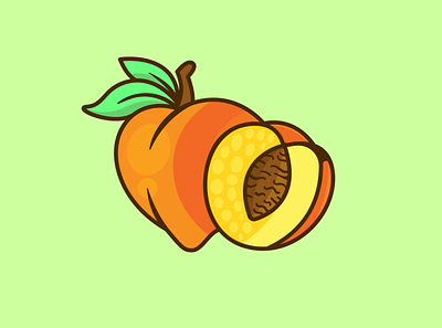 A Peach cute fruit digital illustration fruit fruit vector fruits illustration illustration peach
