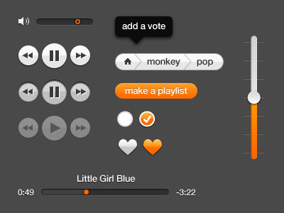 Monkey interface elements controls interface monkey music orange