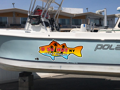 Boat Logo Design boat brand decal design fish logo sticker tropical