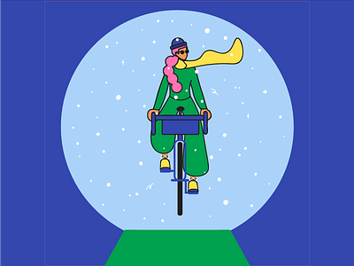Snow globe cyclist cyclist design holiday illustration snow