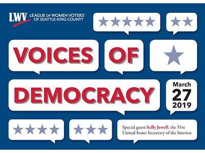 Postcard for League of Women Voters event print design typography
