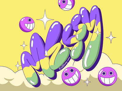 Messy Bubbly Lettering character colorful funky illustration illustration design letter lettering lettering art