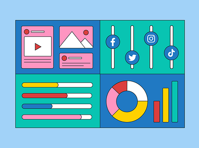 Content Mixtable content flat illustration mixtable social media vector