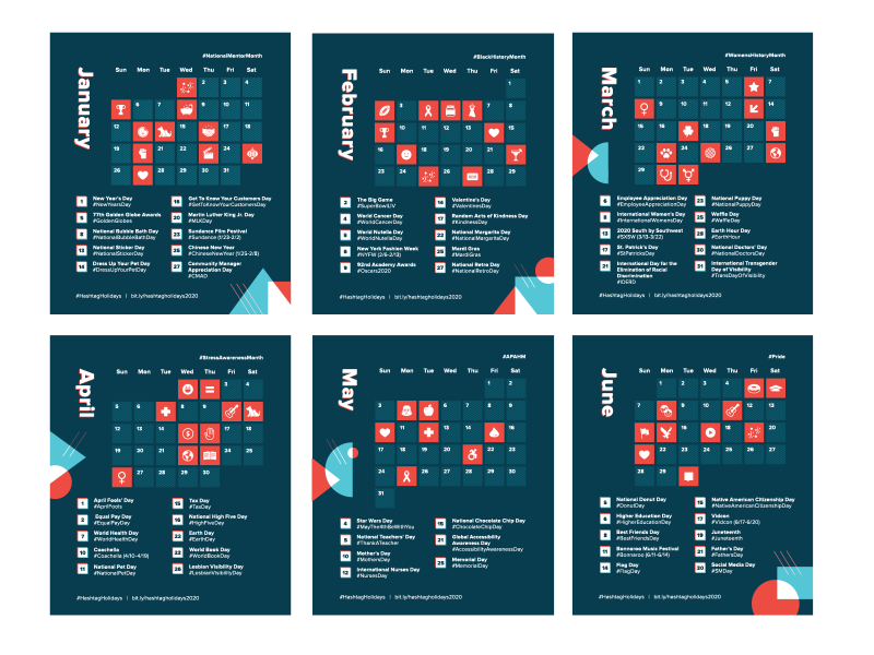 Hashtag Holidays calendar by Arden Wilson on Dribbble