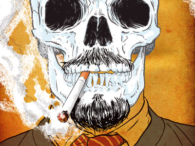 Smoking (cigarettes) is bad! cigarette drawing skull