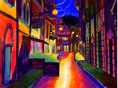 City at night adobe art background city citylife color fresco illustration ipadproart light night procreate