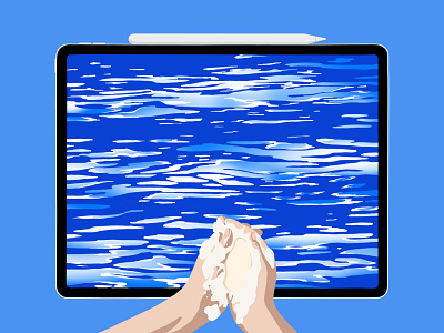 Ipad Pro - Washing Hands background blue blue and white cleaning color creative design drawing hands illustration ipad ipad pro procreate