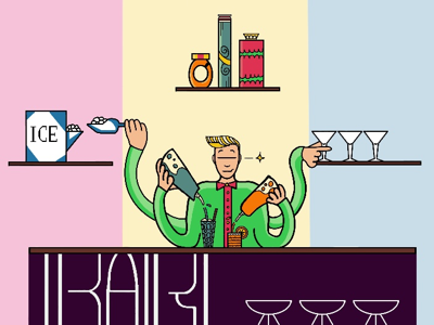 Bartender high skills bar bartender brushes colors creative design digital illustration procreate skills